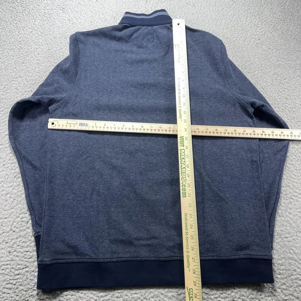 Hammer Made Sweater Mens Large Blue Herringbone 1/4 Zip Mock Neck Knit Pullover